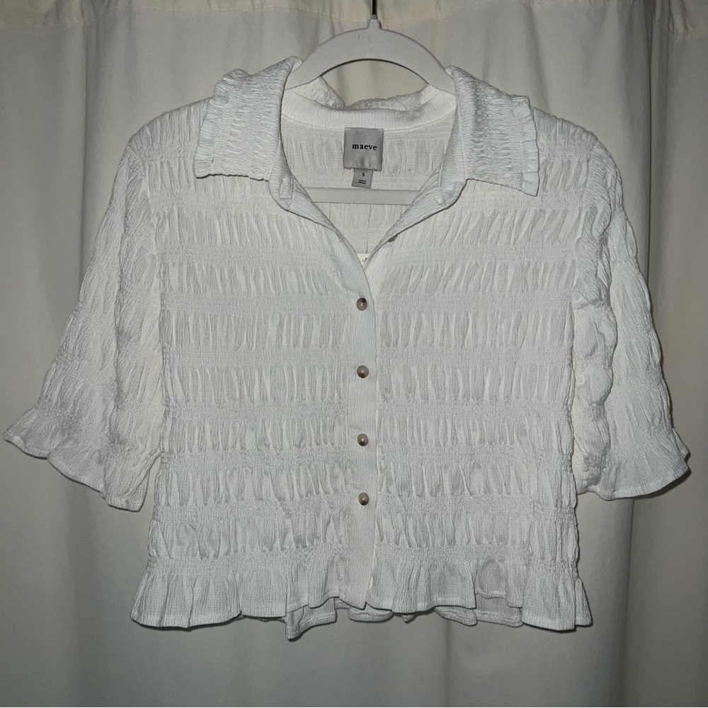 Maeve Smocked Button-Front Top - Picture 2 of 8